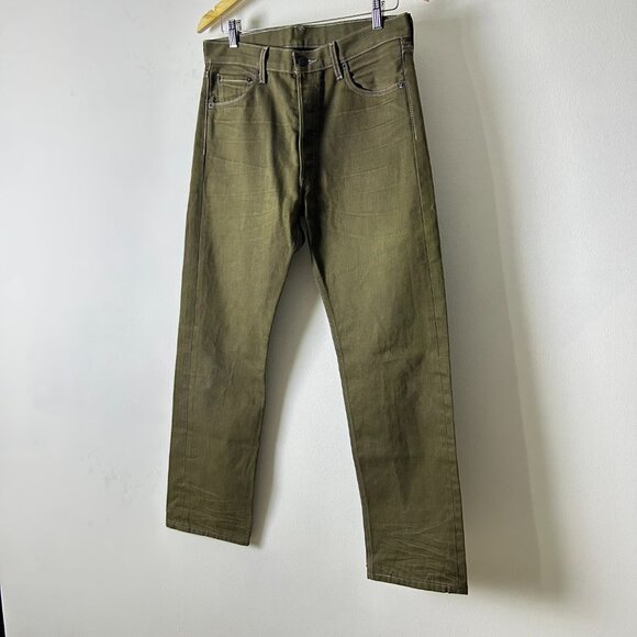 Levi's 501 Green Cotton Button Fly Straight Fit Denim Jeans Men's Size 31x30 - Picture 3 of 13